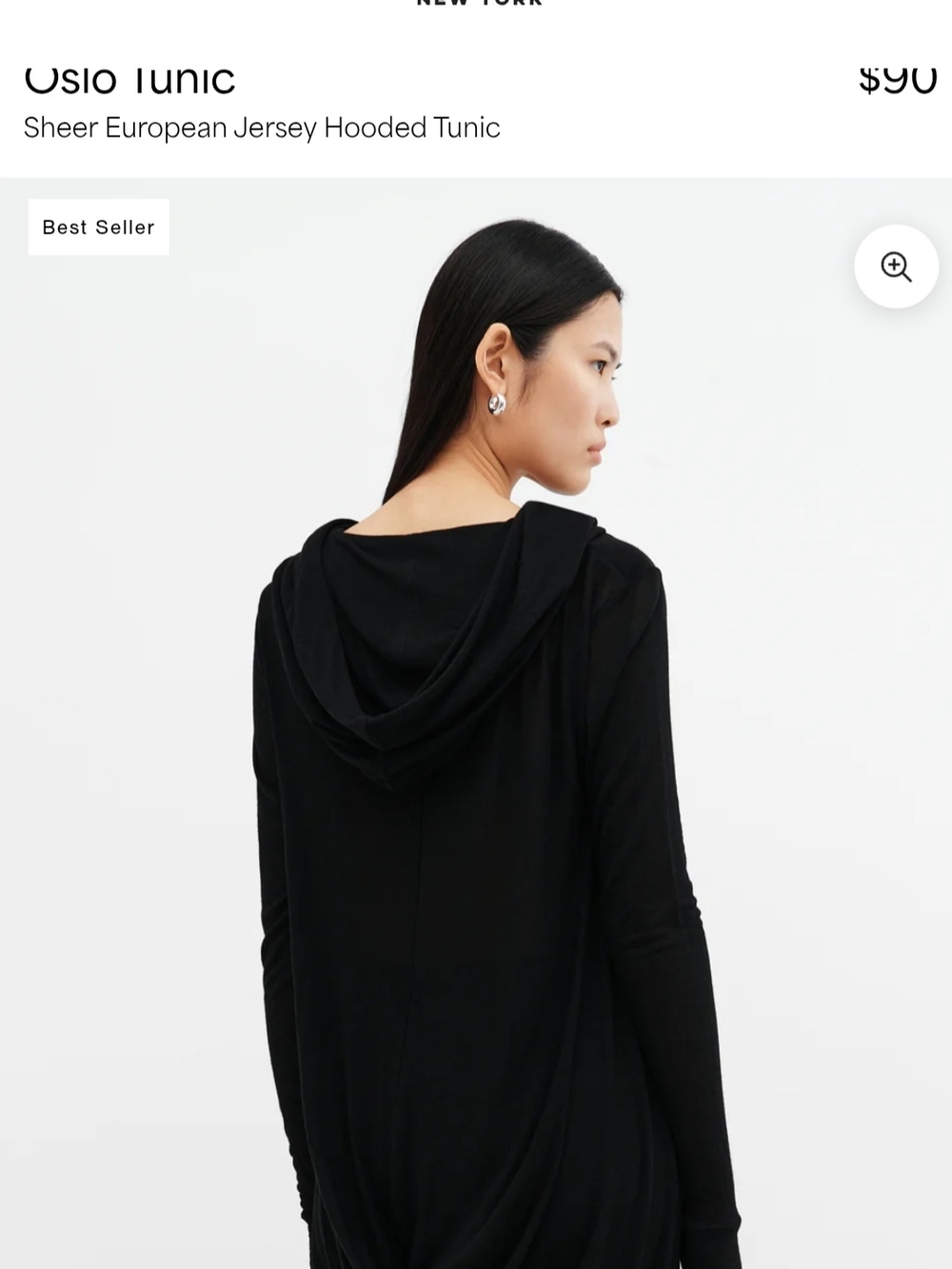Marcella NYC OSLO XXL EUC Barely Worn. Sheer European Jersey Hooded Tunic -Black